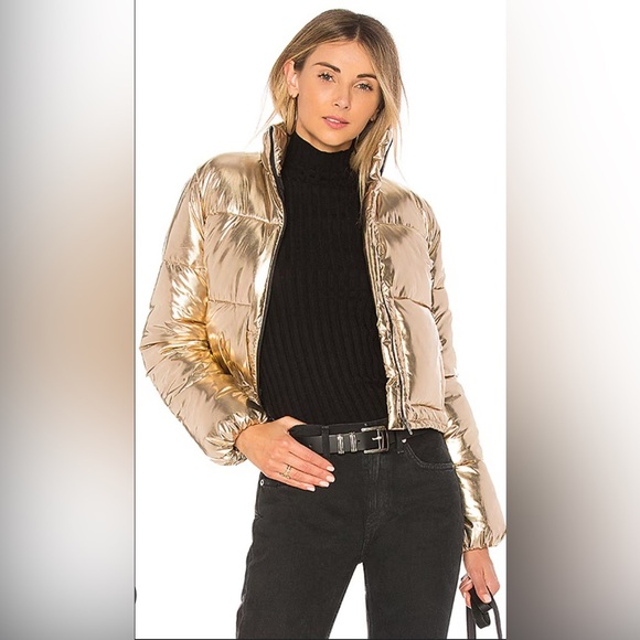 LOVERS + FRIENDS Sz XS Ripley Puffer Coat in Gold NEW WITHOUT TAGS - Picture 1 of 13